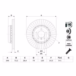 Disque de frein BOSCH 0 986 479 E24 avant, ventilé, à haute teneur en carbone, 1 pièce - Vue supplémentaire 5