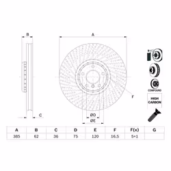 Disque de frein BOSCH 0 986 479 E26 avant, ventilé, à haute teneur en carbone, 1 pièce - Vue supplémentaire 5