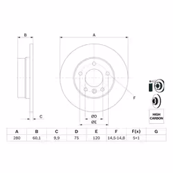 Disque de frein BOSCH 0 986 478 561 arrière, plein, à haute teneur en carbone, 1 pièce - Vue supplémentaire 7