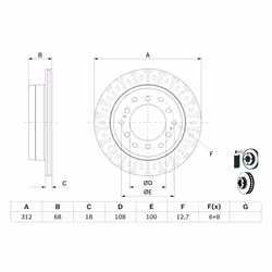 Disque de frein BOSCH 0 986 479 F07 arrière, ventilé, 1 pièce