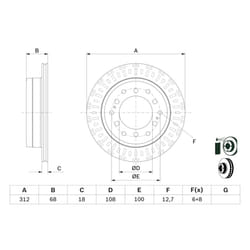 Disque de frein BOSCH 0 986 479 F07 arrière, ventilé, 1 pièce
