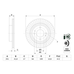 Disque de frein BOSCH 0 986 479 F14 avant, ventilé, à haute teneur en carbone, 1 pièce