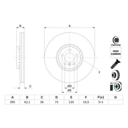 Disque de frein BOSCH 0 986 479 E83 avant, ventilé, à haute teneur en carbone, 1 pièce