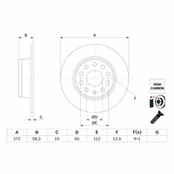 Disque de frein BOSCH 0 986 479 F23 arrière, plein, à haute teneur en carbone, 1 pièce