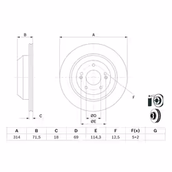 Disque de frein BOSCH 0 986 479 F43 arrière, ventilé, 1 pièce