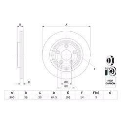 Disque de frein BOSCH 0 986 479 F67 arrière, ventilé, à haute teneur en carbone, 1 pièce