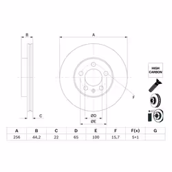 Disque de frein BOSCH 0 986 479 F32 avant, ventilé, à haute teneur en carbone, 1 pièce