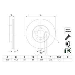Disque de frein BOSCH 0 986 479 F32 avant, ventilé, à haute teneur en carbone, 1 pièce
