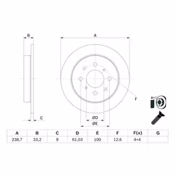 Disque de frein BOSCH 0 986 479 F34 arrière, plein, 1 pièce