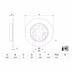 Disque de frein BOSCH 0 986 479 F38 arrière, plein, 1 pièce