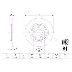 Disque de frein BOSCH 0 986 479 F75 arrière, ventilé, 1 pièce