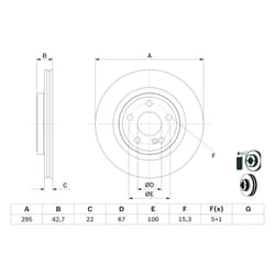 Disque de frein BOSCH 0 986 479 F75 arrière, ventilé, 1 pièce
