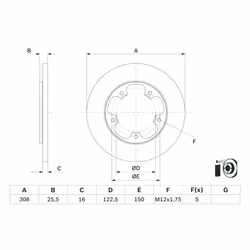 Disque de frein BOSCH 0 986 479 F44 arrière, plein, 1 pièce