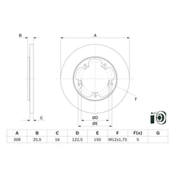 Disque de frein BOSCH 0 986 479 F44 arrière, plein, 1 pièce