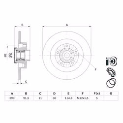 Disque de frein BOSCH 0 986 479 F42 arrière, plein, 1 pièce