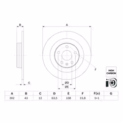 Disque de frein BOSCH 0 986 479 F31 arrière, plein, à haute teneur en carbone, 1 pièce