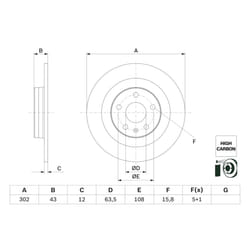 Disque de frein BOSCH 0 986 479 F31 arrière, plein, à haute teneur en carbone, 1 pièce