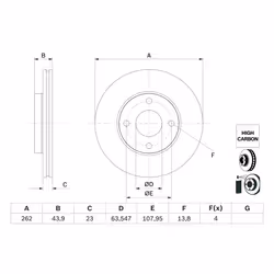 Disque de frein BOSCH 0 986 479 F70 avant, ventilé, à haute teneur en carbone, 1 pièce