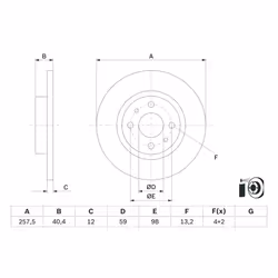 Disque de frein BOSCH 0 986 479 E65 avant, plein, 1 pièce