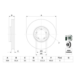 Disque de frein BOSCH 0 986 479 F46 avant, ventilé, à haute teneur en carbone, 1 pièce