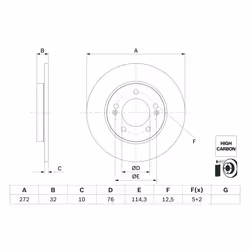 Disque de frein BOSCH 0 986 479 G30 arrière, plein, à haute teneur en carbone, 1 pièce