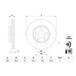 Disque de frein BOSCH 0 986 479 F81 avant, ventilé, à haute teneur en carbone, 1 pièce