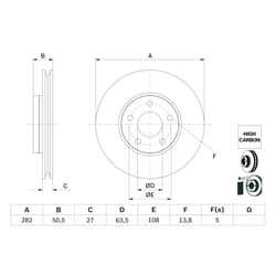Disque de frein BOSCH 0 986 479 F81 avant, ventilé, à haute teneur en carbone, 1 pièce