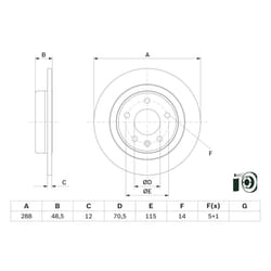Disque de frein BOSCH 0 986 479 F83 arrière, plein, 1 pièce