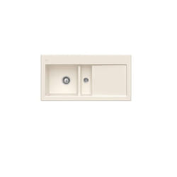 Evier 1 cuve et demi  Subway 60 100 x 51 cm egouttoir a droite Creme CeramicPlus avec vidage automatique