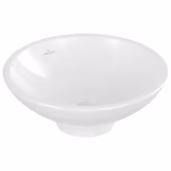 Vasque à poser; Matériau : porcelaine sanitaire; Dimensions: Diamètre: 430 ou 380 mm Forme : Ronde pour robinetterie murale o ...