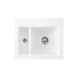 Evier 1 cuve et demi villeroy et boch Subway 60 xm 62 x 51 cm sans egouttoir Blanc CeramicPlus avec vidage automatique