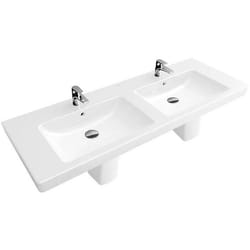 Villeroy & Boch Subway 2.0 Meuble double vasque 1300x470 mm avec trop-plein et trous pour la robinetterie blanc 7175D001