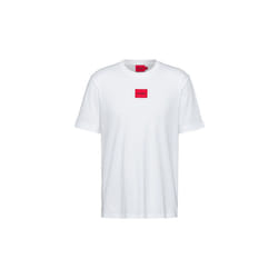 T-shirt Hugo Boss Diragolino 212 Regular Fit en coton avec étiquette logo rouge