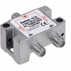 Hama SAT Distributor, 2 Way, Fully Shielded, F, 2 x F, Argent