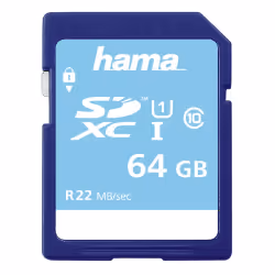 Hama 00104379, 64 Go, SDXC, Classe 10, 25 Mo/s, 20 Mo/s, Noir