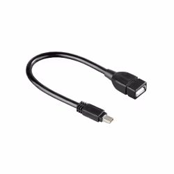 Hama mini USB B - USB A, 0,15 m, Mini-USB B, USB A, USB 2.0, Mâle/Femelle, Noir