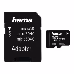 Hama 64GB microSDXC, 64 Go, MicroSDXC, Classe 10, UHS, 22 Mo/s, Noir