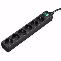 Hama 00121916, 3 m, Plastique, Noir, 6 sortie(s) CA, 230 V, 3500 W