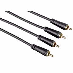 Hama 10m 2 x RCA m/m, 2 x RCA, Mâle, 2 x RCA, Mâle, 10 m, Noir