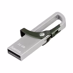 Hama "HOOK-STYLE",, 32 Go, USB Type-A, 2.0, 15 Mo/s, Sans capuchon, Vert, Métallique