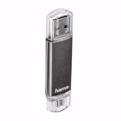 Hama Laeta Twin, 32GB, 32 Go, USB Type-A, 2.0, 10 Mo/s, Casquette, Gris
