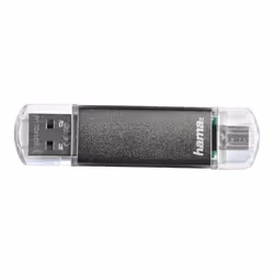 Hama Laeta Twin 64GB USB 2.0, 64 Go, USB Type-A / Micro-USB, 2.0, 10 Mo/s, Casquette, Gris