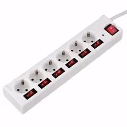 Hama 00121947, 1,4 m, Plastique, Blanc, Plastique, 6 sortie(s) CA, 230 V