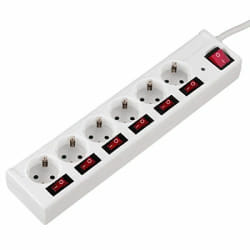 Hama 00121947 multiprise 1,4 m 6 sortie(s) CA Blanc