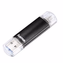 Hama Laeta Twin, 64GB, 64 Go, USB Type-A / Micro-USB, 3.2 Gen 1 (3.1 Gen 1), Casquette, Noir