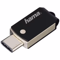 Hama C-Turn 64GB, 64 Go, USB Type-A / USB Type-C, 3.2 Gen 1 (3.1 Gen 1), 100 Mo/s, Pivotant, Noir, Argent