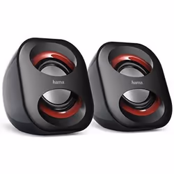 Hama Sonic Mobil 183, 2.0 canaux, Avec fil, 3 W, 120 - 20000 Hz, 4 Ohm, Noir, Rouge