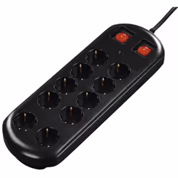 Hama 00137253, 10 sortie(s) CA, 230 V, 16 A, 3500 W, 4500 A, Noir, Bleu