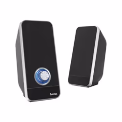Hama Sonic LS-206, 2.0 canaux, 6 W, 50 - 20000 Hz, 4 Ohm, Noir, Argent
