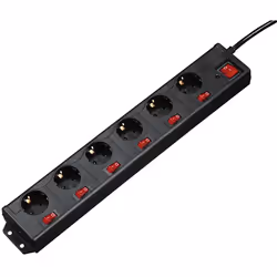 Hama 00137259, 1,4 m, Intérieure, Noir, Synthétiques, 6 sortie(s) CA, 230 V